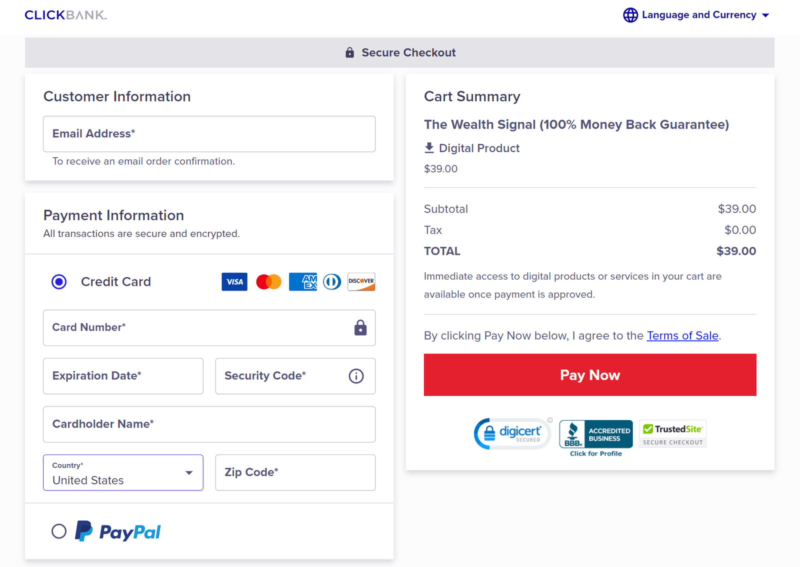 The Wealth Signal Secure Order Page